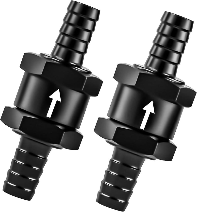 Vigorighter 5/32" 2PCS Fuel One-way Check Valve, Aluminium Alloy 4mm OD Fuel Line Check Valve One Way Non Return for Diesel Gasoline Water, Black (Set of 2) - Image 1
